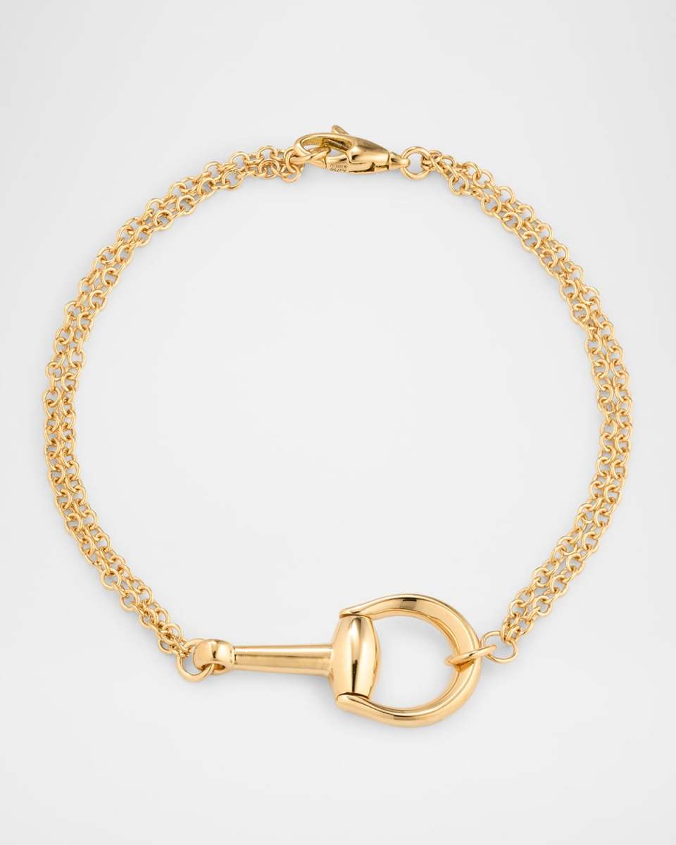 18K Yellow Gold Horsebit Chain Bracelet, Medium